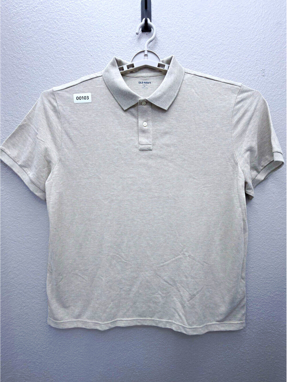 Old Navy Men’s Classic Fit Beige Solid Short Sleeve Polo Shirt Collared 2XL